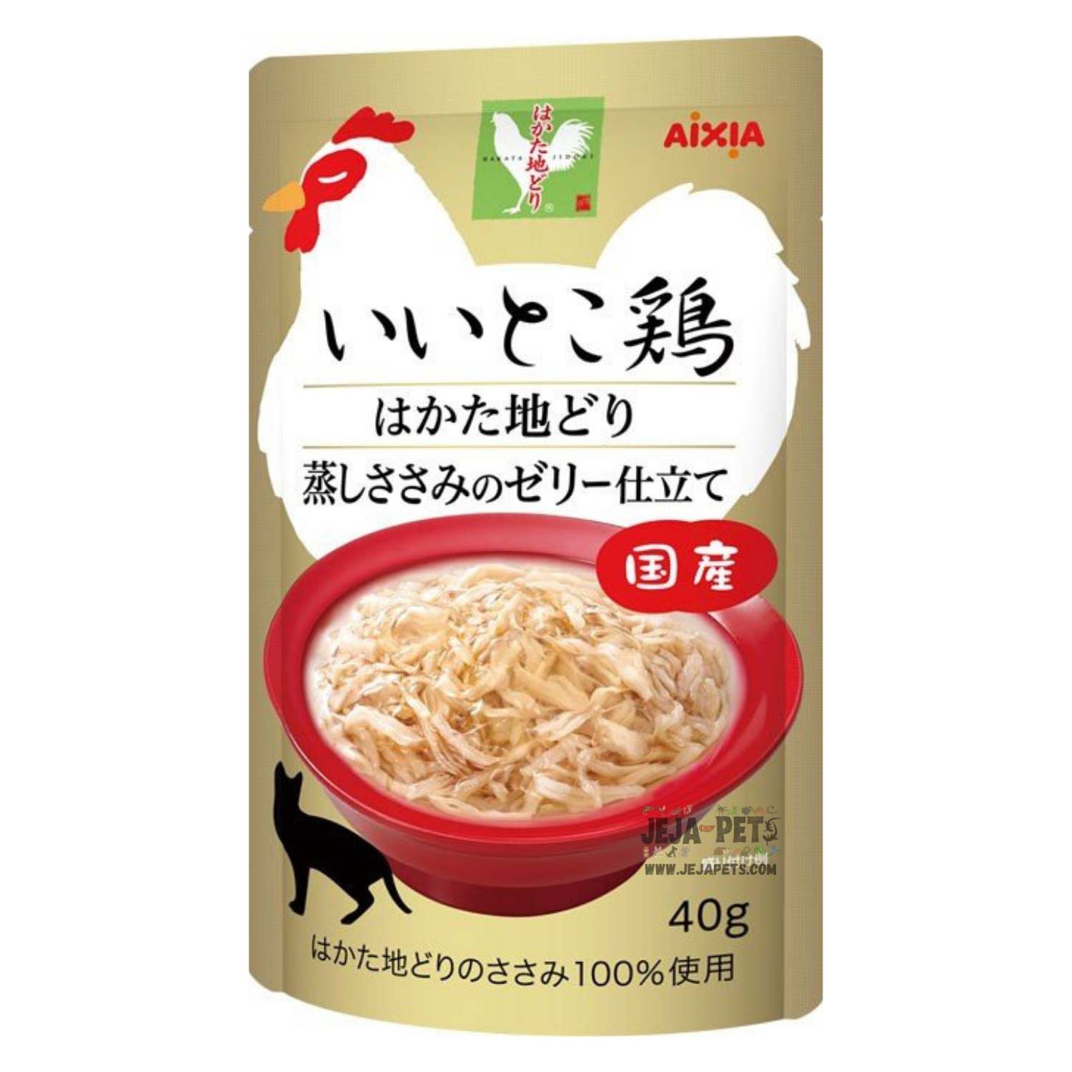 Aixia Iitoko Dori Hakata Jidori Steamed Chicken With Jelly Pouch Cat Food 40g x 12