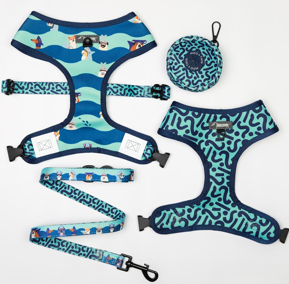 Moo+Twig Bark Shark Reversible Dog Harness