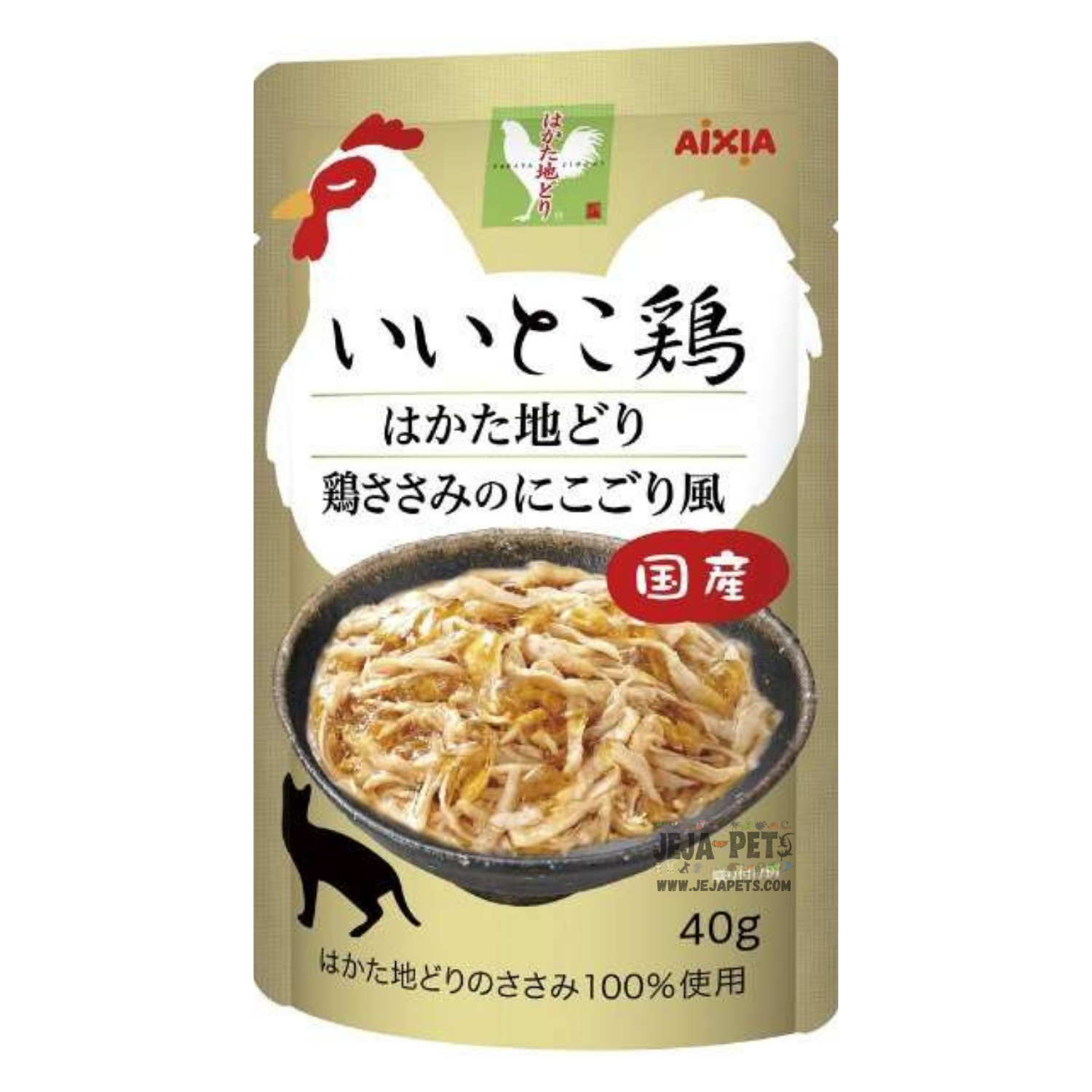 Aixia Iitoko Dori Hakata Jidori Chicken With Jellied Broth Pouch Cat Food 40g x 12