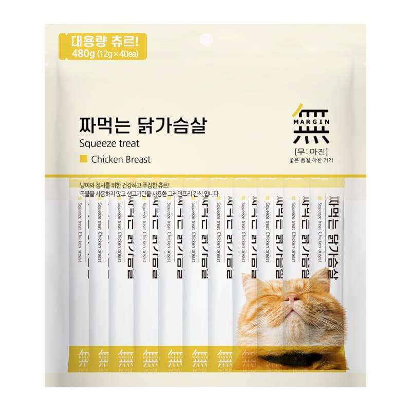 Bow Wow Mumargin Squeeze Chicken Breast Grain-Free Wet Cat Treats 480g