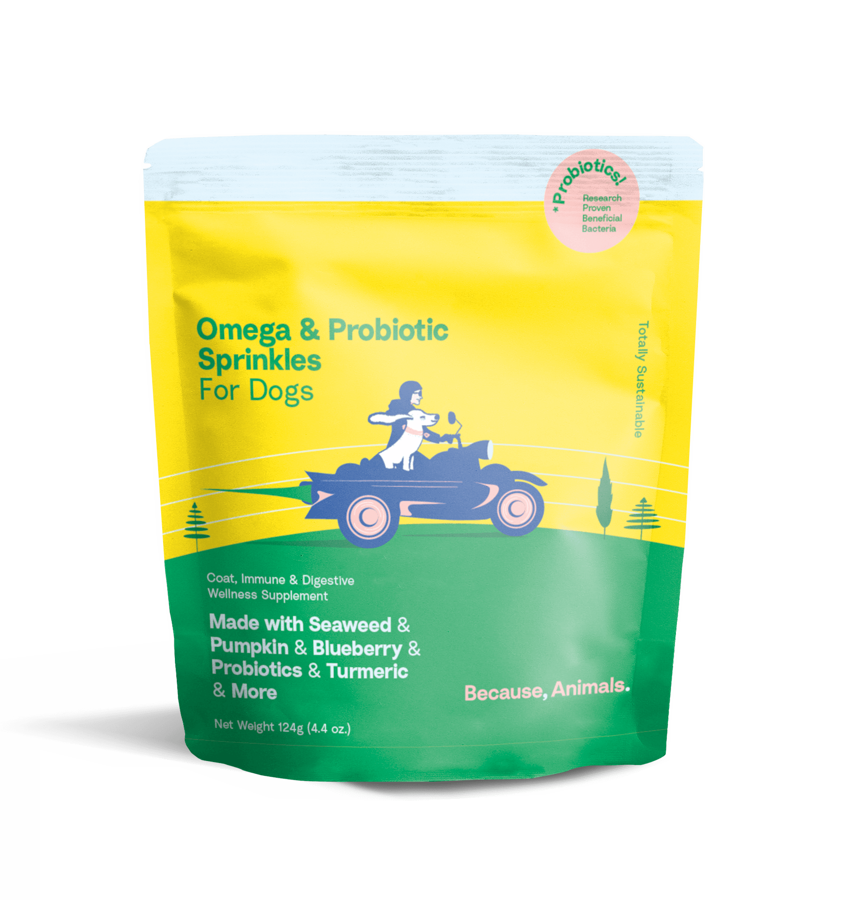 Because Animal Omega & Probiotic Sprinkles Dog Supplements 4.4oz