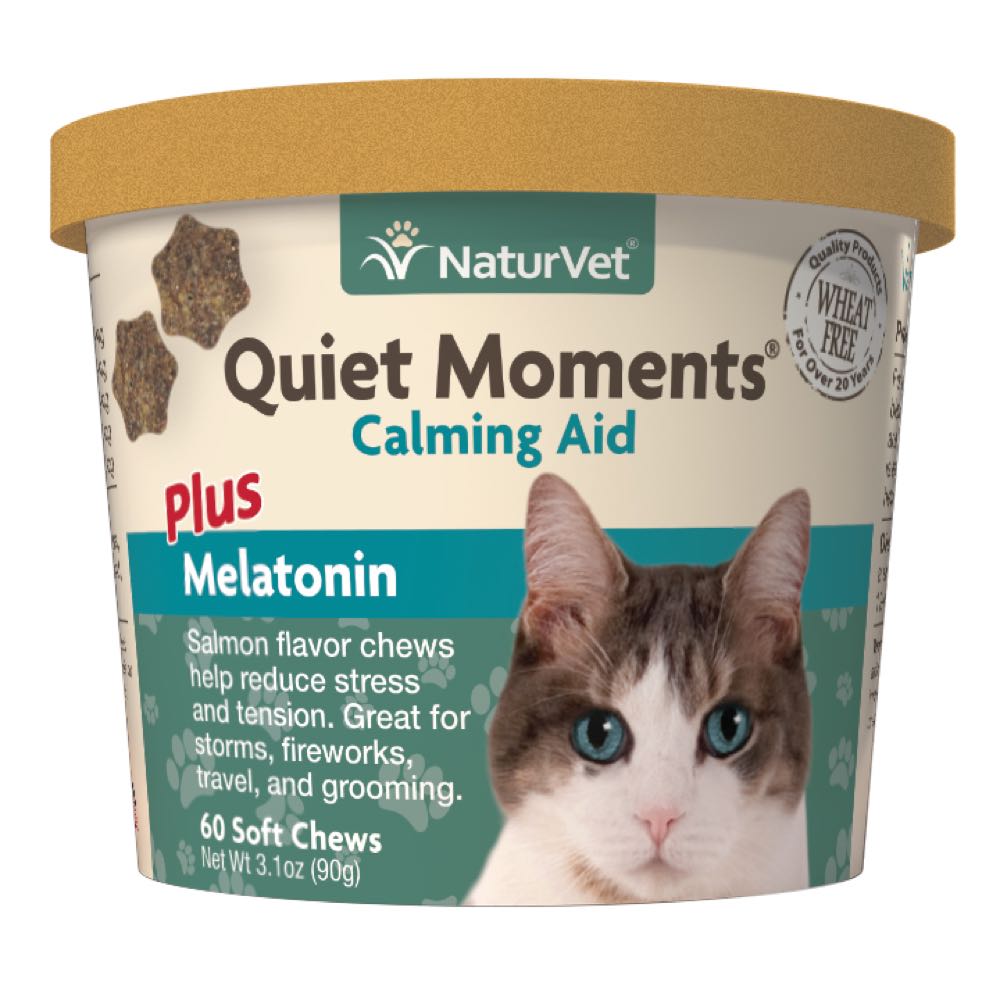 15% OFF: NaturVet Quiet Moments Calming Aid Plus Melatonin Soft Chew Supplement For Cats 60ct