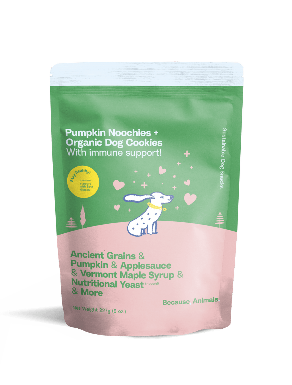 Because Animal Noochies+ Pumpkin Organic Dog Cookie Treats 8oz