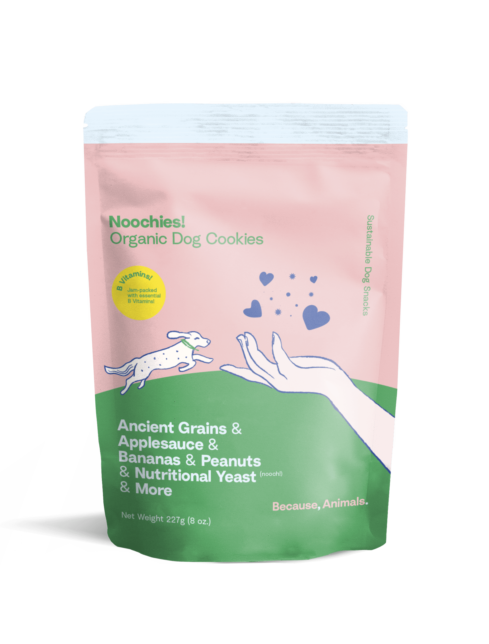 Because Animal Noochies Peanut Butter Organic Dog Cookie Treats 8oz